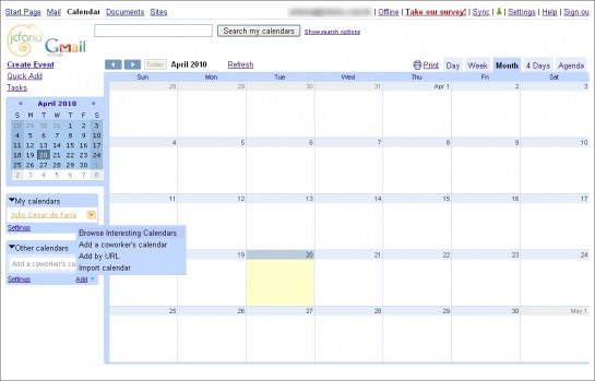 No Google Calendar