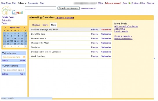 No Google Calendar