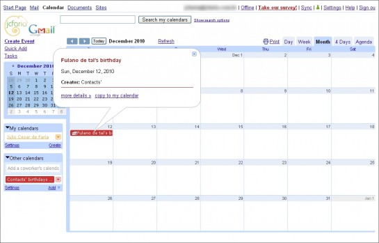 No Google Calendar